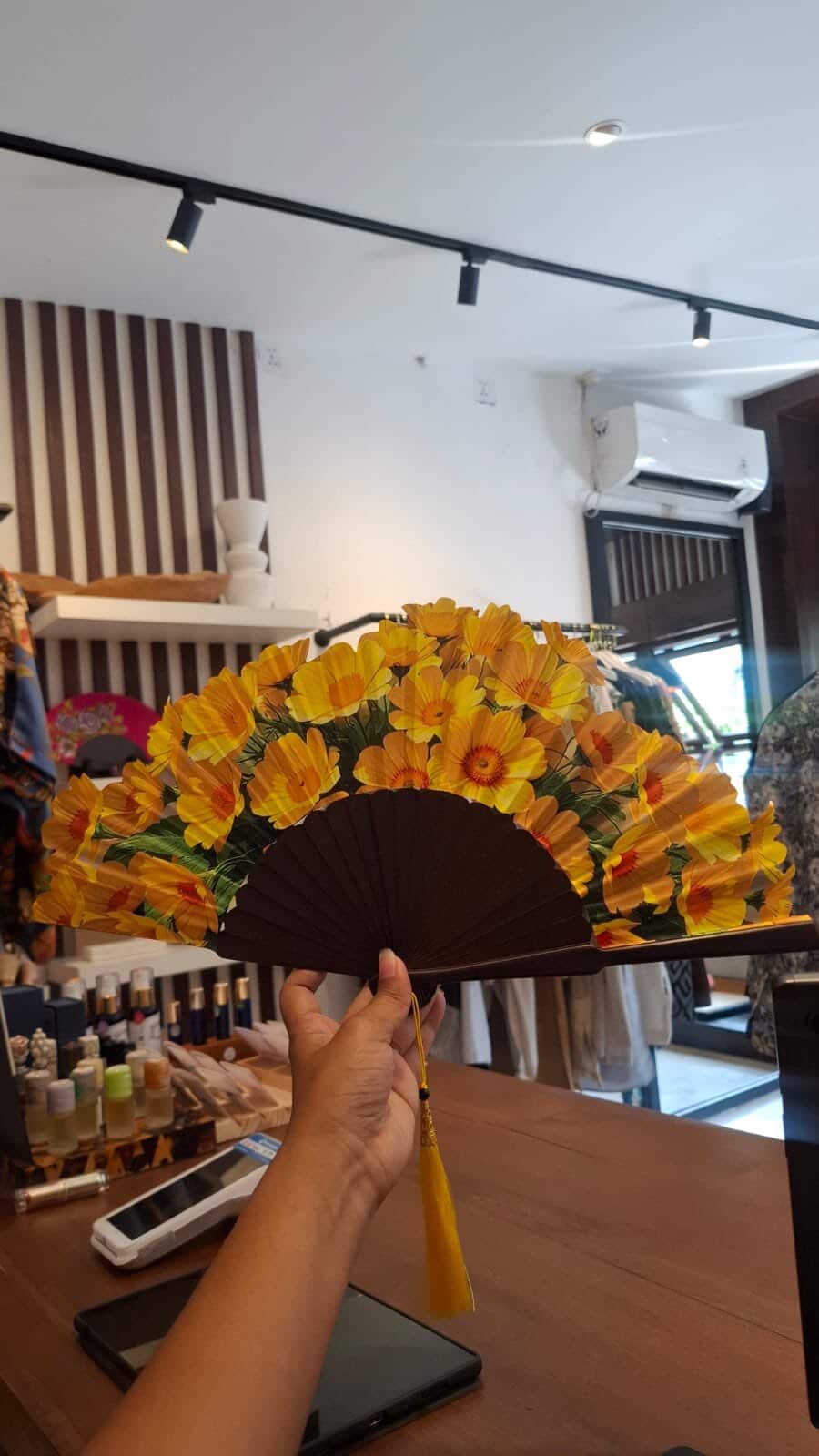 Printed Silk Fan - Shaped - Small - Sunflower