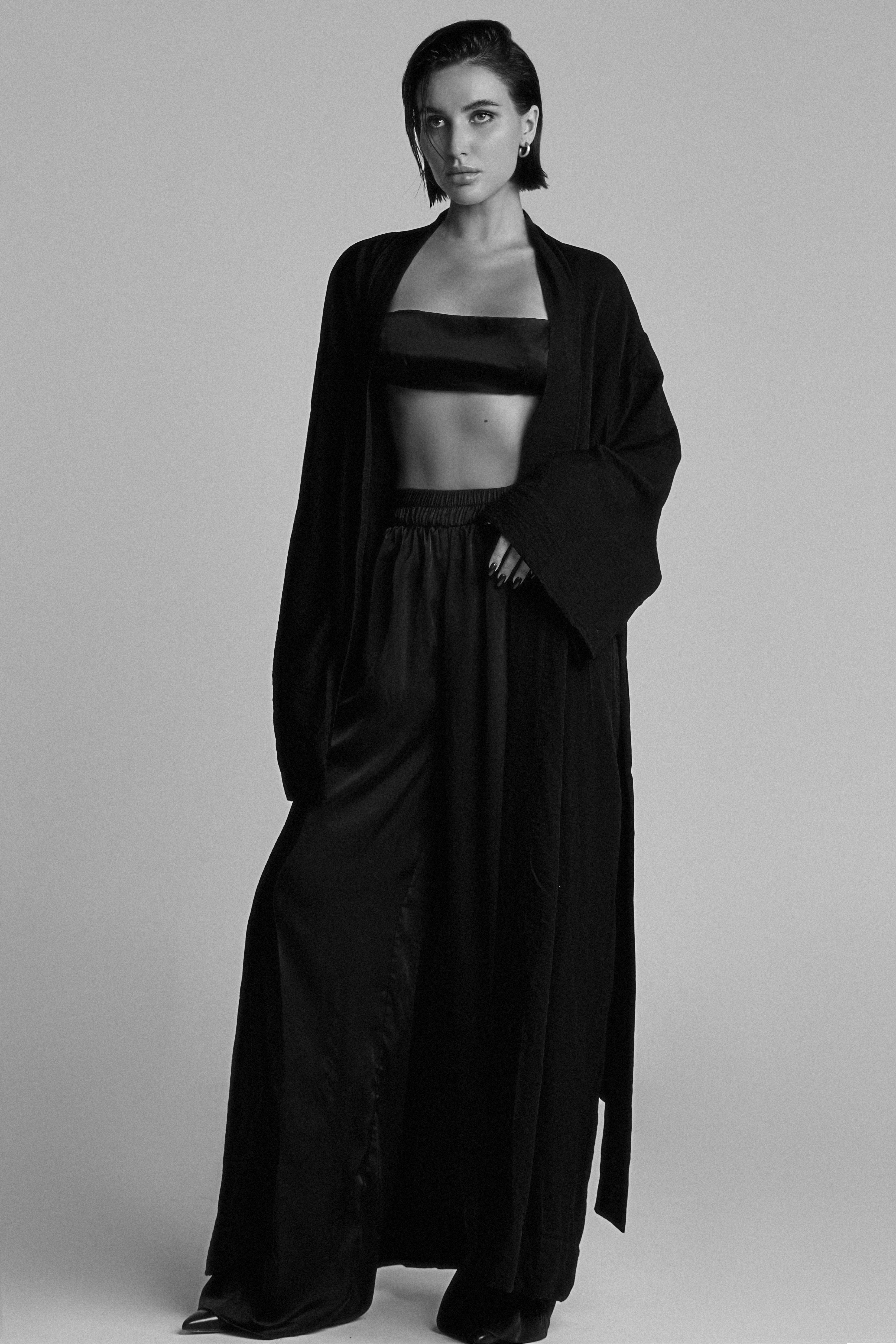 Kimono Long Linen - Black