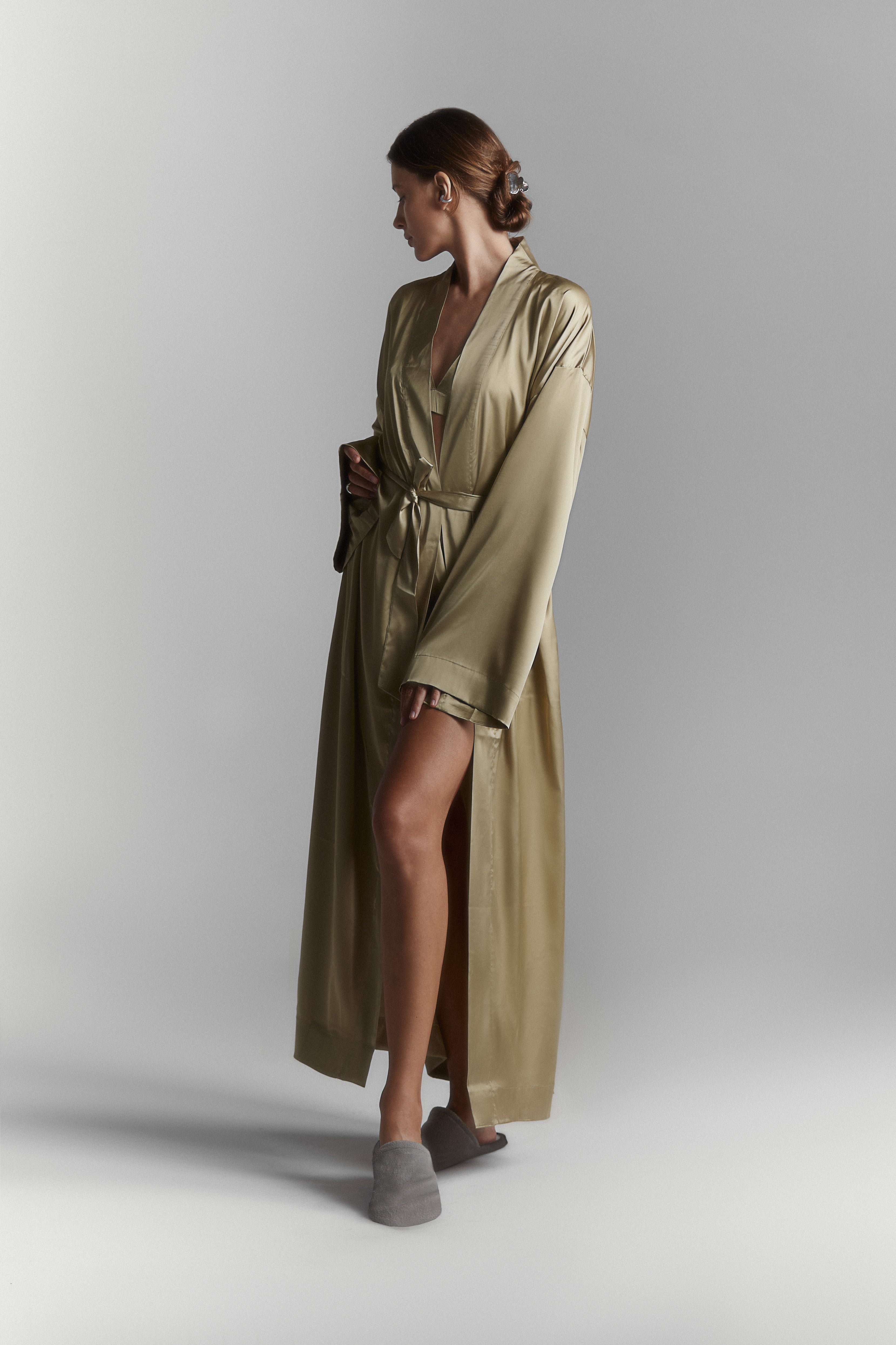 Kimono Long Silky - Olive