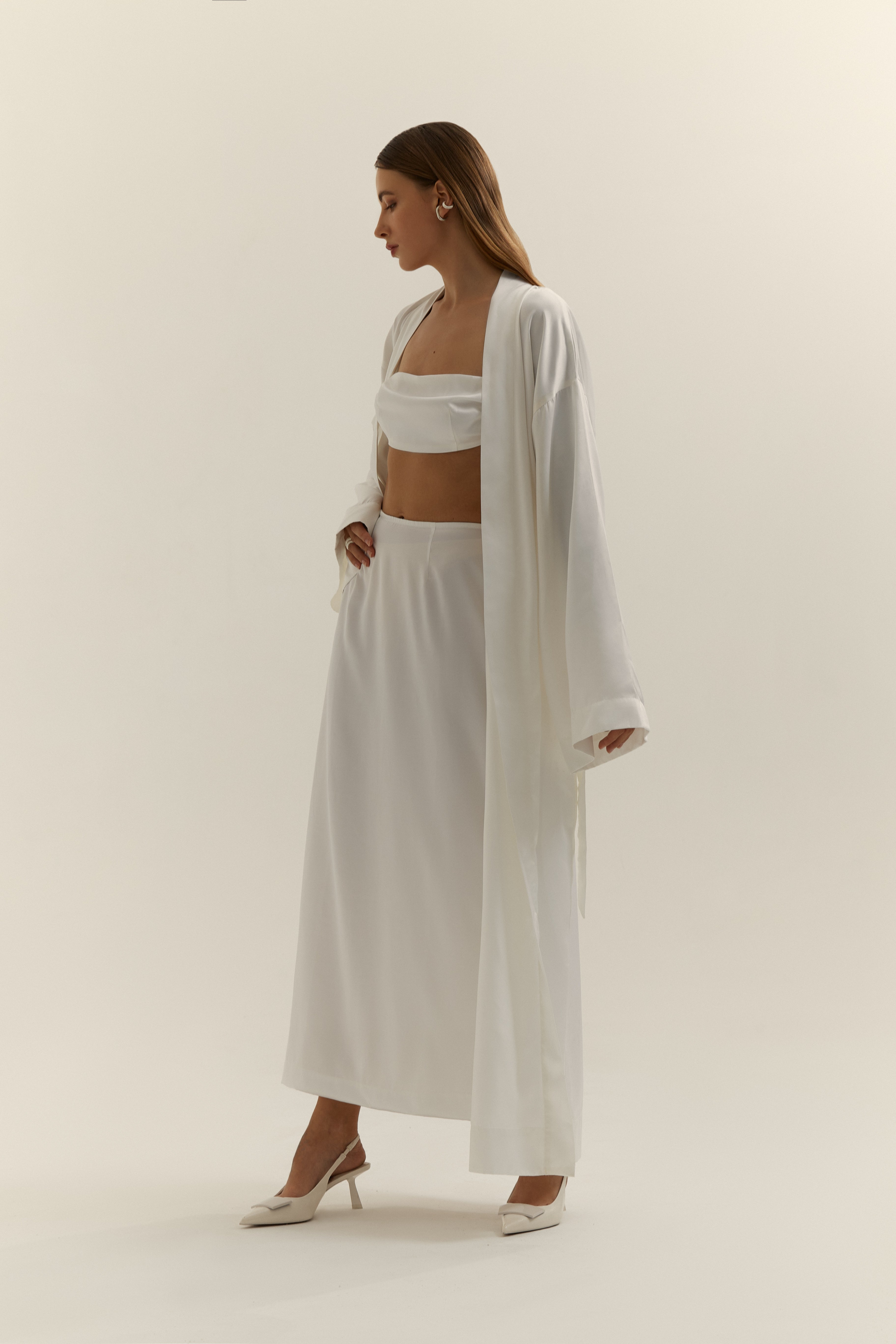 Kimono Long Silky - White